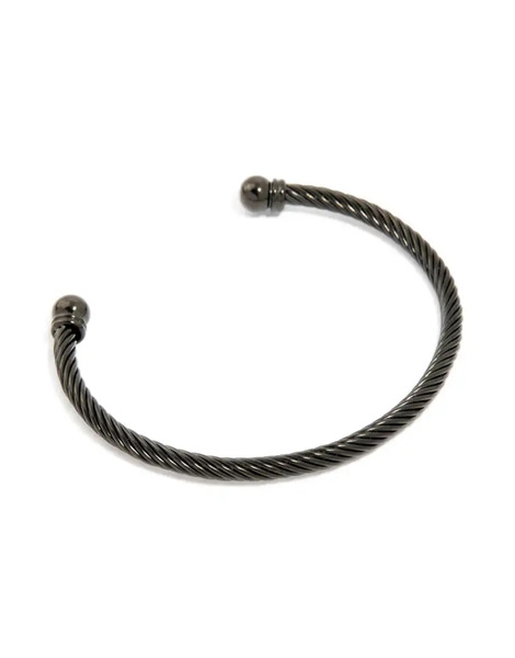  Lovisa Lovisa Men's - Pulsera Rígida Negra Con Diseño Retorcido De Alambre De Acero Inoxidable Resistente Al Agua-negro 