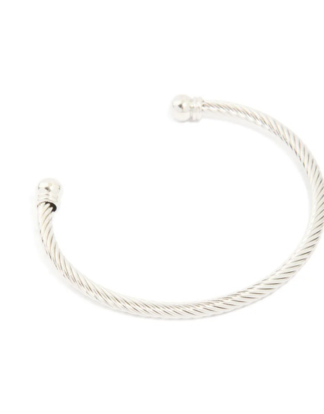  Lovisa Lovisa Men's - Pulsera Rígida Plateada Fina Con Diseño De Filamentos Retorcidos De Acero Inoxidable Resistente Al Agua-plateado 