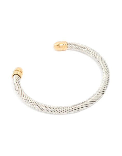  Lovisa Lovisa Men's - Pulsera Rígida Plateada Gruesa Con Diseño De Filamentos Retorcidos De Acero Inoxidable Resistente Al Agua-plateado 