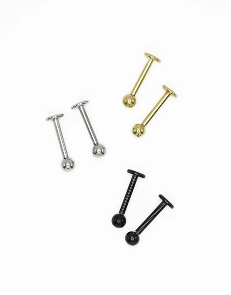  Lovisa Pack De 3 Pares De Pendientes En Tonos Metalizados Variados Con Bolas Pequeñas Y Parte Trasera Plana De Acero Quirúrgico De Lovisa-multicolor 