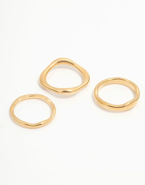  Lovisa Pack De 3 Pendientes De Aro Dorados De Acero Inoxidable Resistente Al Agua Chapados En Oro De Lovisa 