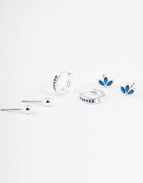  Lovisa Pack De Pendientes De Aro Y De Botón Multicolor De Latón Chapado En Plata Con Circonitas De Talla Marquesa De Lovisa-plateado 