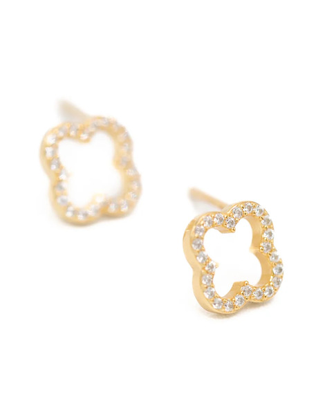  Lovisa Lovisa - Pendientes De Botón Dorados De Plata De Ley Chapados En Oro Con Diseño Floral De Circonitas 