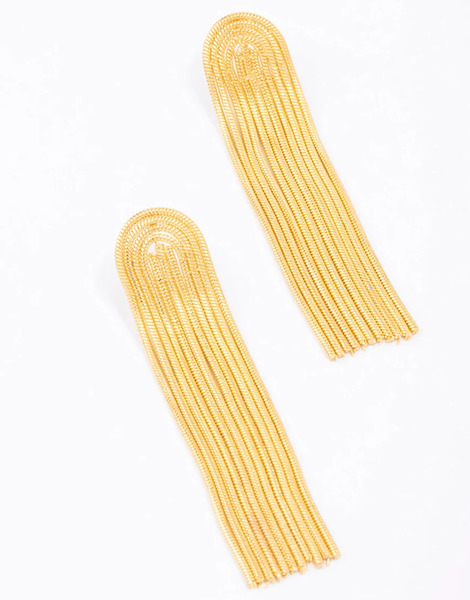  Lovisa Lovisa - Pendientes Largos Dorados De Cadena Curvada De Acero Inoxidable Resistente Al Agua Chapados En Oro 