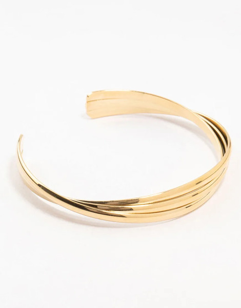  Lovisa Lovisa - Pulsera Dorada Abierta Estriada Con Diseño Retorcido De Acero Inoxidable Resistente Al Agua Chapado En Oro-dorado 