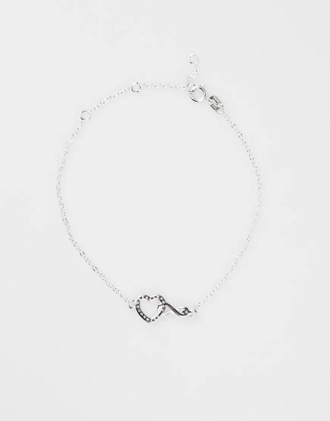  Lovisa Pulsera Plateada Con Corazón Y'símbolo De Infinito Entrelazados De Plata De Ley Con Circonitas De Lovisa-plateado 