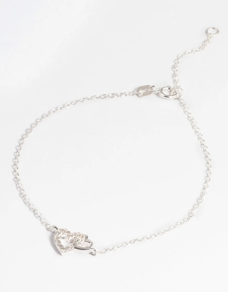  Lovisa Lovisa - Pulsera Plateada De Plata De Ley Con Charm De Corazones Entrelazados De Circonitas-plateado 