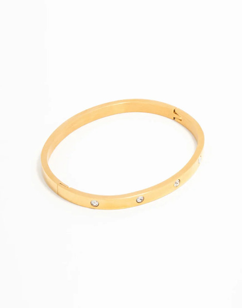  Lovisa Lovisa - Pulsera Rígida Dorada De Acero Inoxidable Chapado En Oro Resistente Al Agua Con Detalle De Strass-dorado 