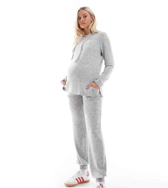  Mama.licious Joggers Gris Claro Jaspeado Con Bajos Ajustados De Punto Liso De Mamalicious Maternity (parte De Un Conjunto) 