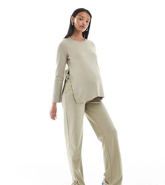  Mama.licious Pantalones Beis Con Diseño Por Encima Del Vientre De Punto Liso De Mamalicious (parte De Un Conjunto)-neutro 