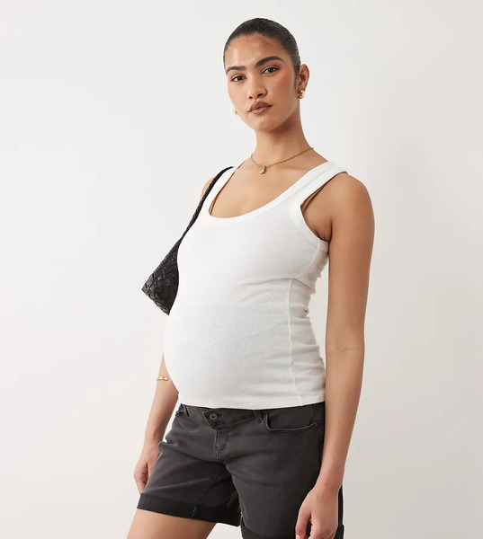  Mama.licious Pantalones Cortos Vaqueros Negros De Pernera Ancha Con Diseño Por Encima Del Vientre De Mamalicious Maternity 