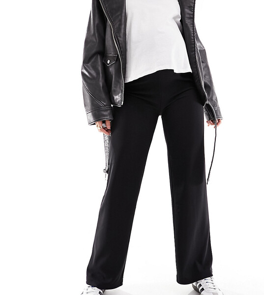  Mama.licious Pantalones Negros Con Diseño Por Encima Del Vientre De Pernera Ancha De Canalé De Mamalicious Maternity 
