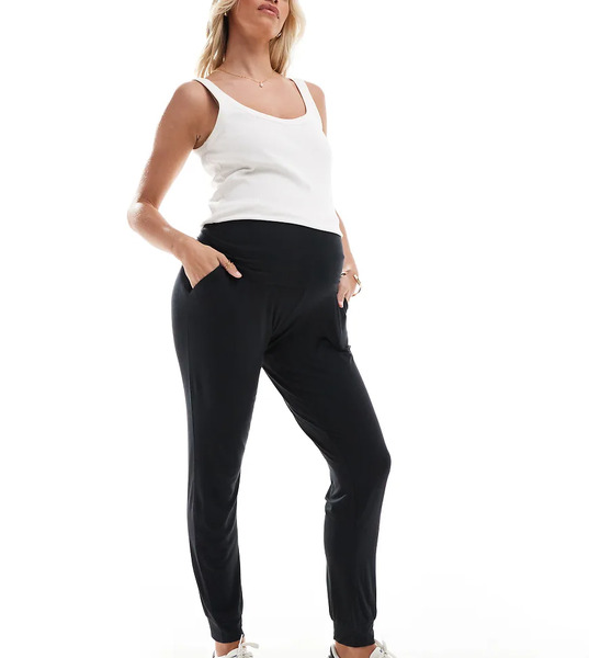  Mama.licious Pantalones Negros De Estar Por Casa Con Diseño Por Encima Del Vientre De Tejido Supersuave De Mamalicious Maternity 
