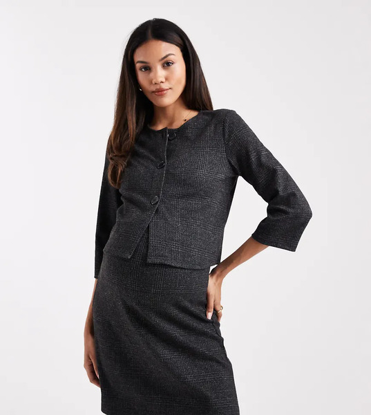  Mama.licious Top Corto Gris A Cuadros Con Botones Delanteros De Punto De Mamalicious Maternity (parte De Un Conjunto) 