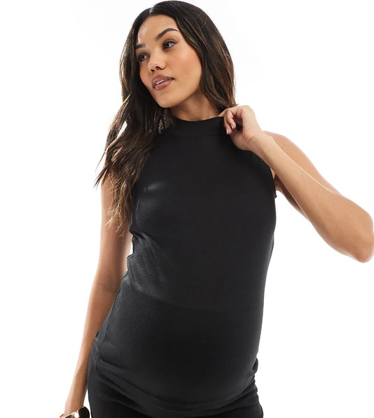  Mama.licious Top Negro Con Cuello Alto De Punto Suave Mix & Match De Mamalicious Maternity (parte De Un Conjunto) 