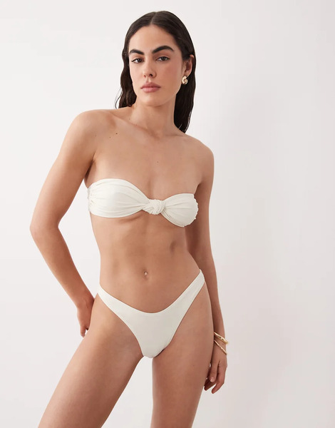  Miss Selfridge Braguitas Color Crema De Pernera Alta Con Parte Delantera De Pico Mix & Match De Miss Selfridge-blanco 
