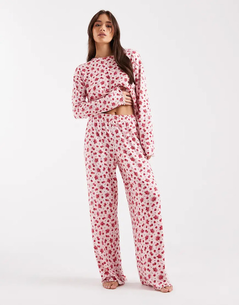  Miss Selfridge Pantalones De Pijama Con Estampado Floral De Punto Pointelle Mix & Match De Miss Selfridge-multicolor 