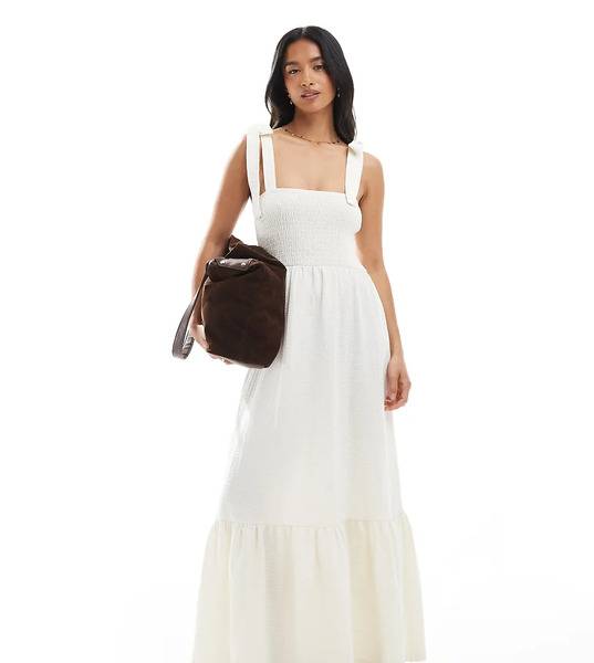  Miss Selfridge Petite Vestido Largo Color Vainilla Escalonado Con Tirantes Anudados De Sirsaca De Miss Selfridge Petite-multicolor 