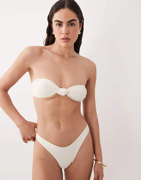  Miss Selfridge Top De Bikini Color Crema Con Escote Palabra De Honor Y Detalle De Lazada En La Parte Delantera Mix & Match De Miss Selfridge-blanco 