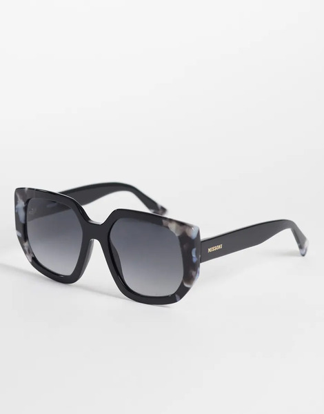  Missoni Sunglasses Missoni Sunglasses - Gafas De Sol Negras Angulares Extragrandes Con Lentes Gris Oscuro Sombreadas-negro 
