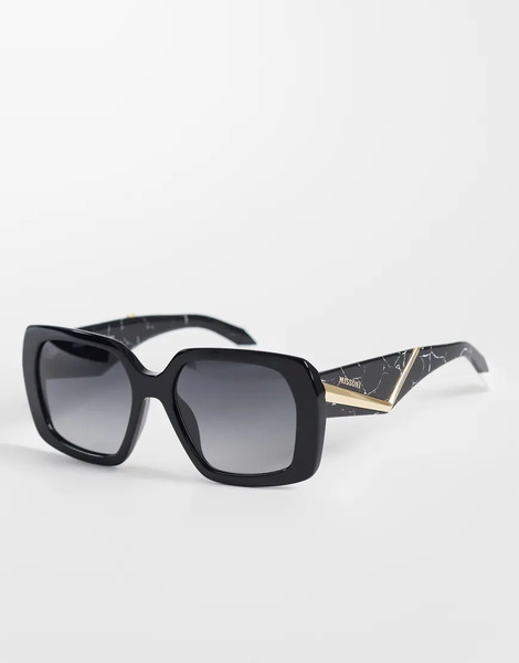  Missoni Sunglasses Missoni Sunglasses - Gafas De Sol Negras Extragrandes Gruesas Con Diseño Geométrico Y Lentes Gris Oscuro Sombreadas-negro 