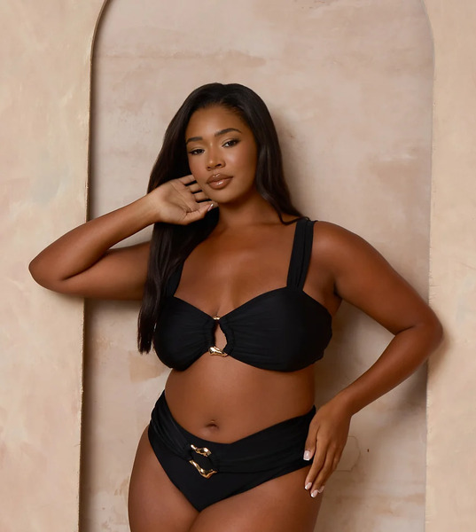  Moda Minx Curve Braguitas De Bikini Negras De Talle Alto Con Detalle De Anilla De Moda Minx Curve X Alessa Tyrrell-charles-negro 