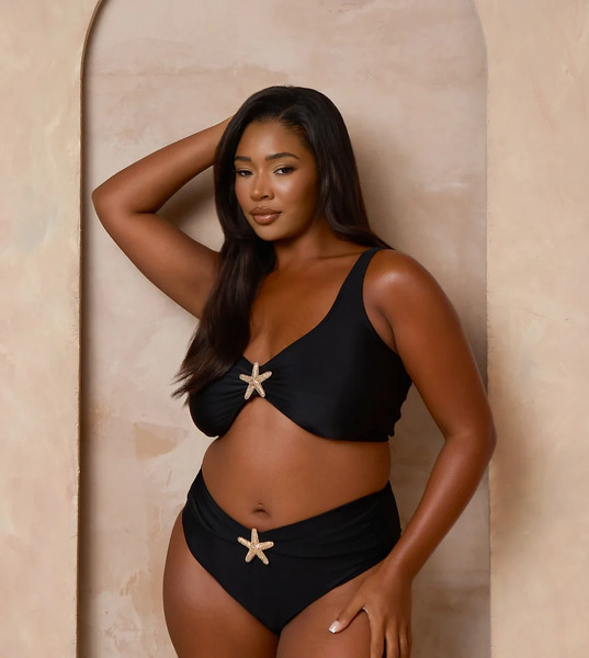  Moda Minx Curve Top De Bikini Negro Estilo Bralette Con Detalle De Estrella De Mar De Moda Minx Curve X Alessa Tyrrell-charles 