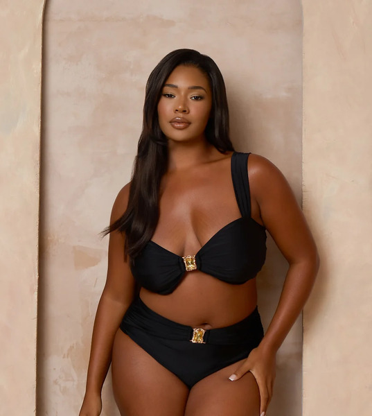  Moda Minx Curve Moda Minx Curve X Alessa Tyrrell-charles - Top De Bikini Negro Estilo Bralette Con Detalle De Herraje 
