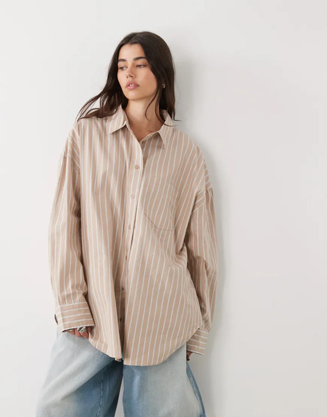  Monki Camisa Beis A Rayas Extragrande De Monki-neutro 