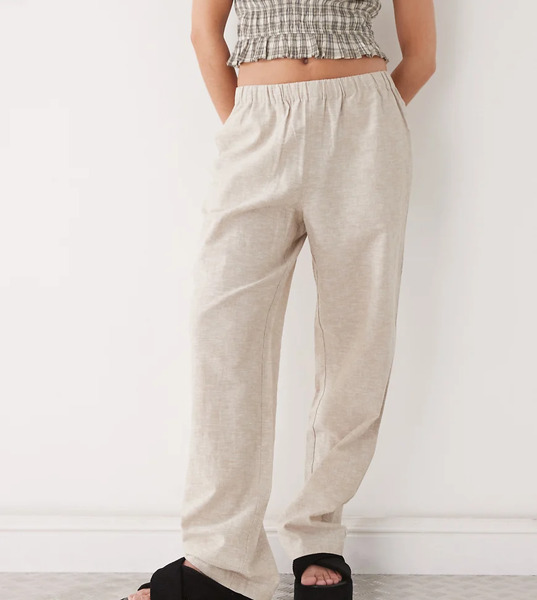  Monki Pantalones Beis De Lino Exclusivos En Asos De Monki-neutro 