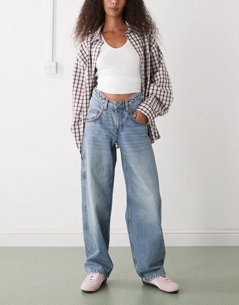  Monki Vaqueros Azul Lavado De Pernera Ancha Y Estilo Worker Fever De Monki 