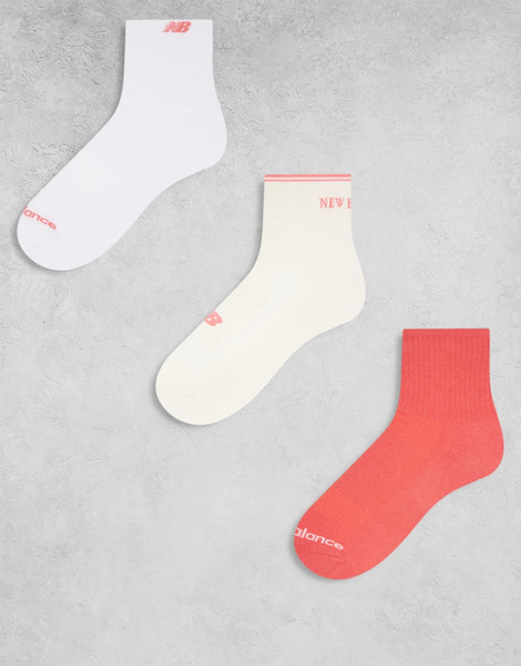  New Balance Pack De 3 Pares De Calcetines Tobilleros En Tonos Blancos Y Rojos Para Correr De New Balance-multicolor 