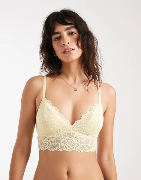  New Look Bralette Largo Amarillo De Encaje De New Look 