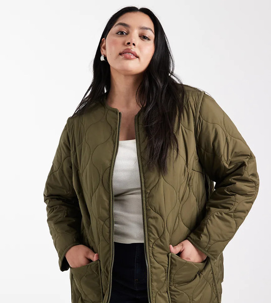  New Look Plus Chaqueta Caqui Guateada De New Look Curve-verde 
