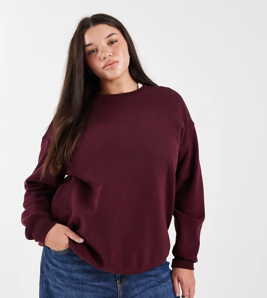  New Look Plus Sudadera Burdeos Oscuro Básica De New Look Curve-rojo 