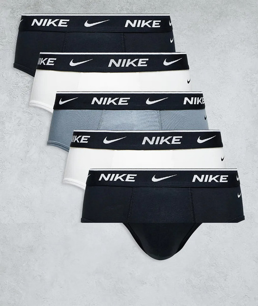  Nike Nike - Essential Cotton - Pack De 5 Braguitas De Color Negro, Blanco Y Gris Básicas De Algodón-multicolor 