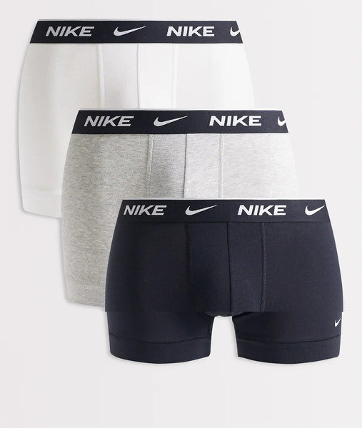  Nike Nike - Essential Cotton Stretch - Pack De 3 Calzoncillos Bóxer De Color Negro, Gris Y Blanco Básicos Elásticos De Algodón-multicolor 
