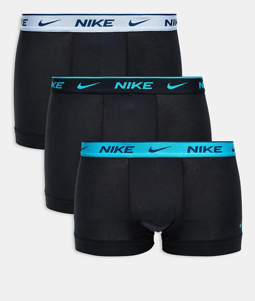  Nike Pack De 3 Calzoncillos Azules Con Cinturillas De Color Negro, Azul Y Azul Claro Everyday Cotton Stretch De Nike 