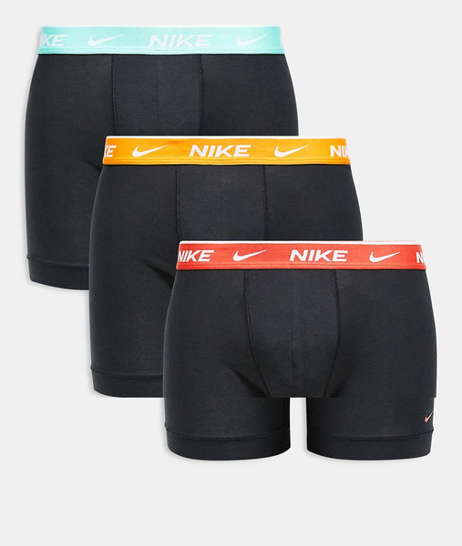  Nike Pack De 3 Calzoncillos Bóxer Negros Con Cinturillas De Color Turquesa Y Rojo Everyday Cotton Stretch De Nike 