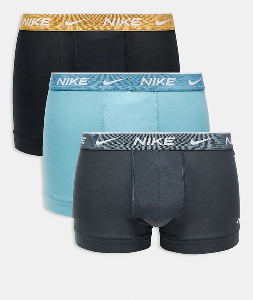  Nike Pack De 3 Calzoncillos De Color Azul, Negro Y Gris Elásticos De Algodón Everyday Cotton Stretch De Nike-multicolor 