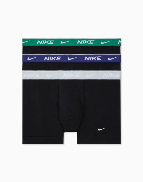  Nike Pack De 3 Calzoncillos Negros Básicos Con Cinturillas De Color Gris, Violeta Y Verde De Algodón Essential Cotton De Nike 