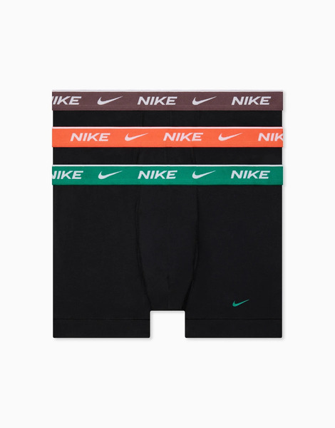  Nike Pack De 3 Calzoncillos Negros Básicos Con Cinturillas De Color Verde, Naranja Y Marrón De Algodón Essential Cotton De Nike 