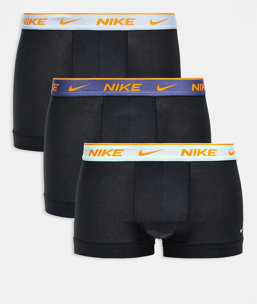  Nike Pack De 3 Calzoncillos Negros Con Cinturillas De Color Azul, Gris Y Verde Menta De Algodón Elástico Everyday Cotton Stretch De Nike 