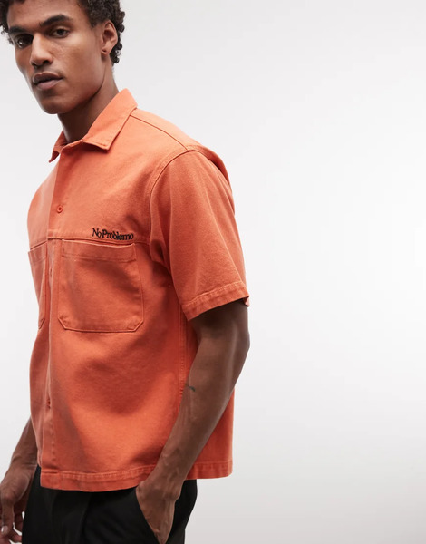  No Problemo No Problemo - Camisa Vaquera Naranja De Estilo Worker-rosa 