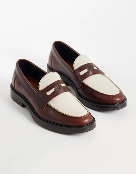  Noak Noak - Mocasines Clásicos Marrones Y Color Crema Elaborados En Portugal Con Detalle De Moneda De Cuero-marrón 