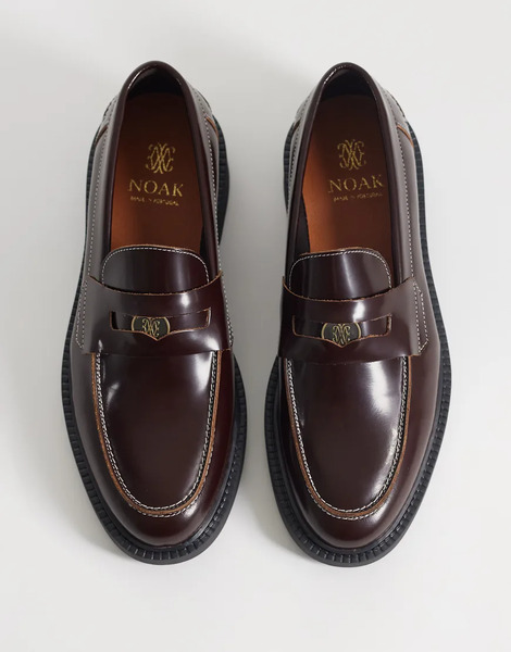  Noak Mocasines Marrones Clásicos Con Detalle De Moneda De Cuero Polido Elaborados En Portugal De Noak-marrón 