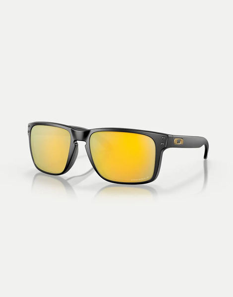  Oakley Oakley - Holbrook & Trade; Xl - Gafas De Sol Negro Mate Con Montura Cuadrada Y Lentes Doradas Polarizadas Efecto Espejo 