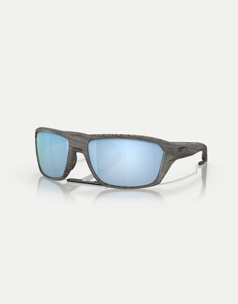  Oakley Oakley - Split Shot Woodgrain Collection - Gafas De Sol Marrón Efecto Madera Rectangulares Con Lentes Azules Efecto Espejo Polarizadas 