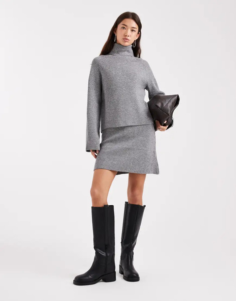  Object Jersey Gris Con Cuello Vuelto De Punto De Object (parte De Un Conjunto) 