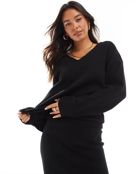  Object Jersey Negro Estructurado Con Cuello De Pico De Object (parte De Un Conjunto) 